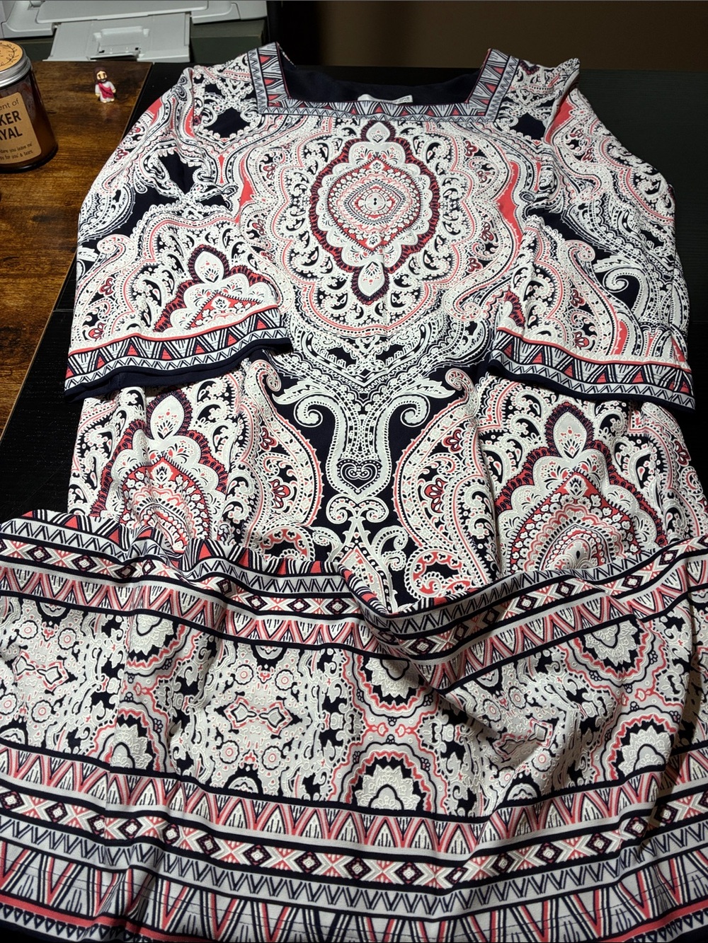 Studio One Paisley Coverlet in Navy, White & Coral